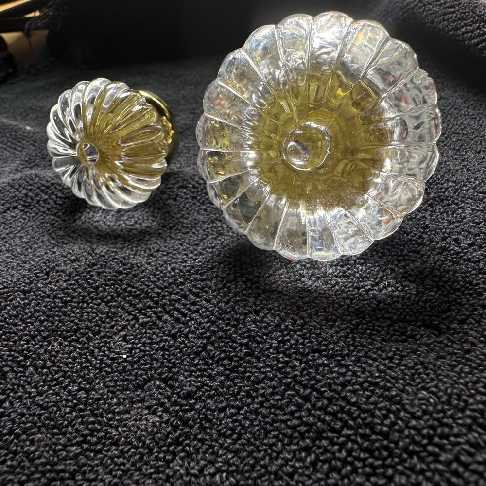 Glass Drawer Knobs with Gold Accents